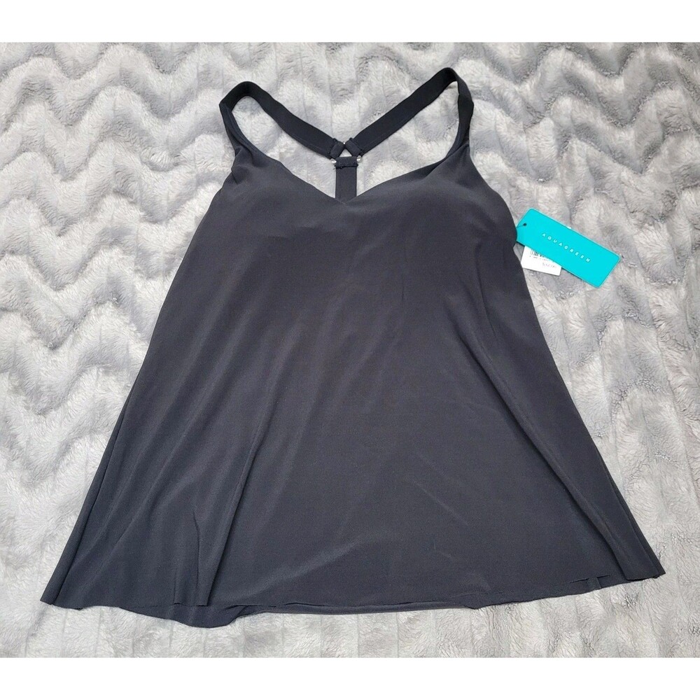 Aquagreen Womens Size S 4/6 Black Swimsuit Top Tankini NWT